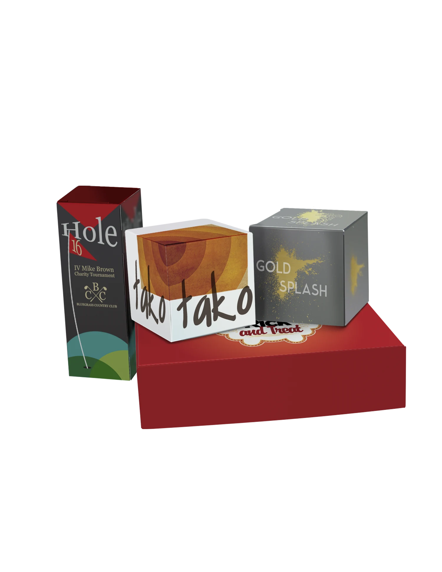 Assortment of custom printed product boxes