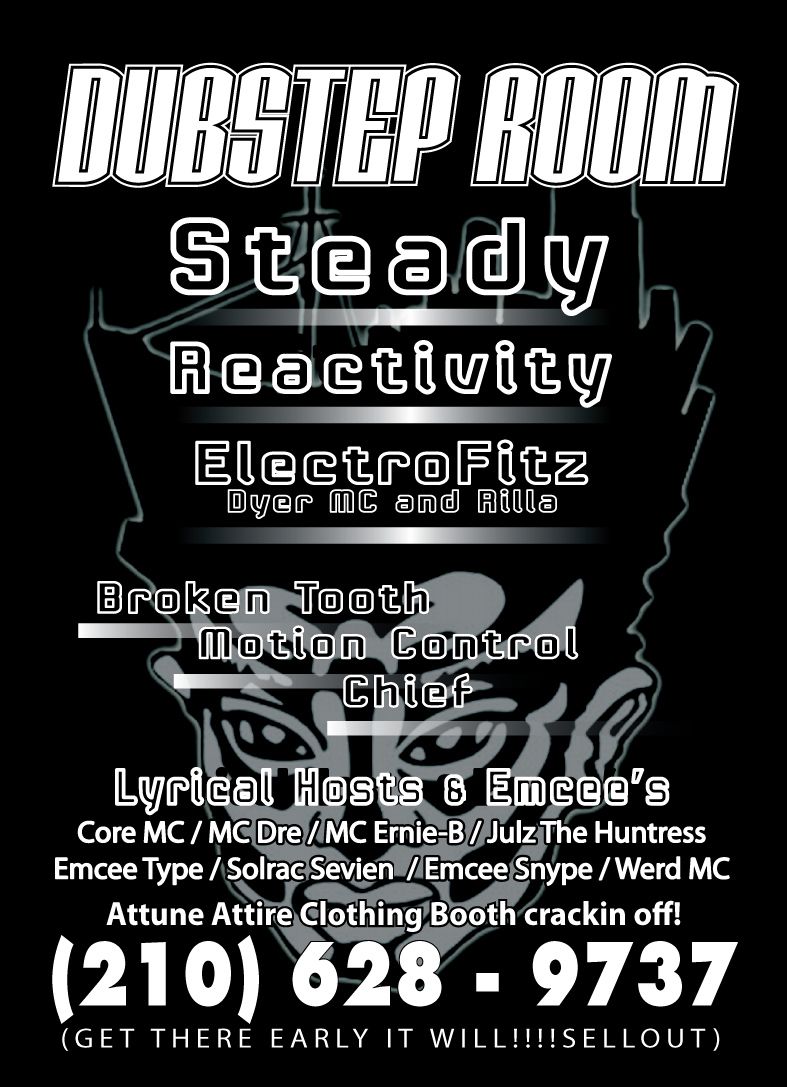 Dubstep Room club event flyer with DJ lineup