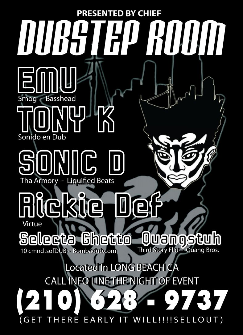 Dubstep Room event flyer lineup design