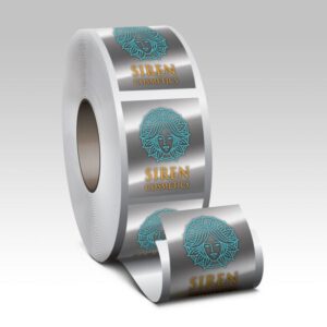 Bright silver metallic roll labels - custom printed labels by Graphics Design Media