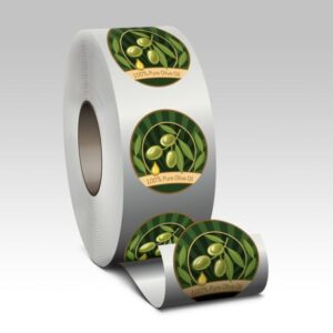 Roll of custom printed circle roll labels from Graphics Design Media
