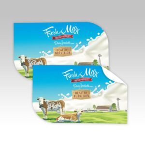 Custom printed leaf-shaped die-cut stickers from Graphics Design Media