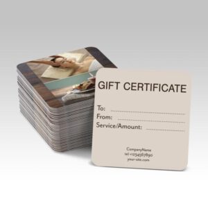 Custom printed 2.5x2.5 social media cards on 20PT clear plastic