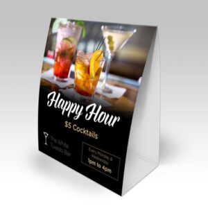 Custom printed table tent cards, tent-fold, for restaurant and retail counters