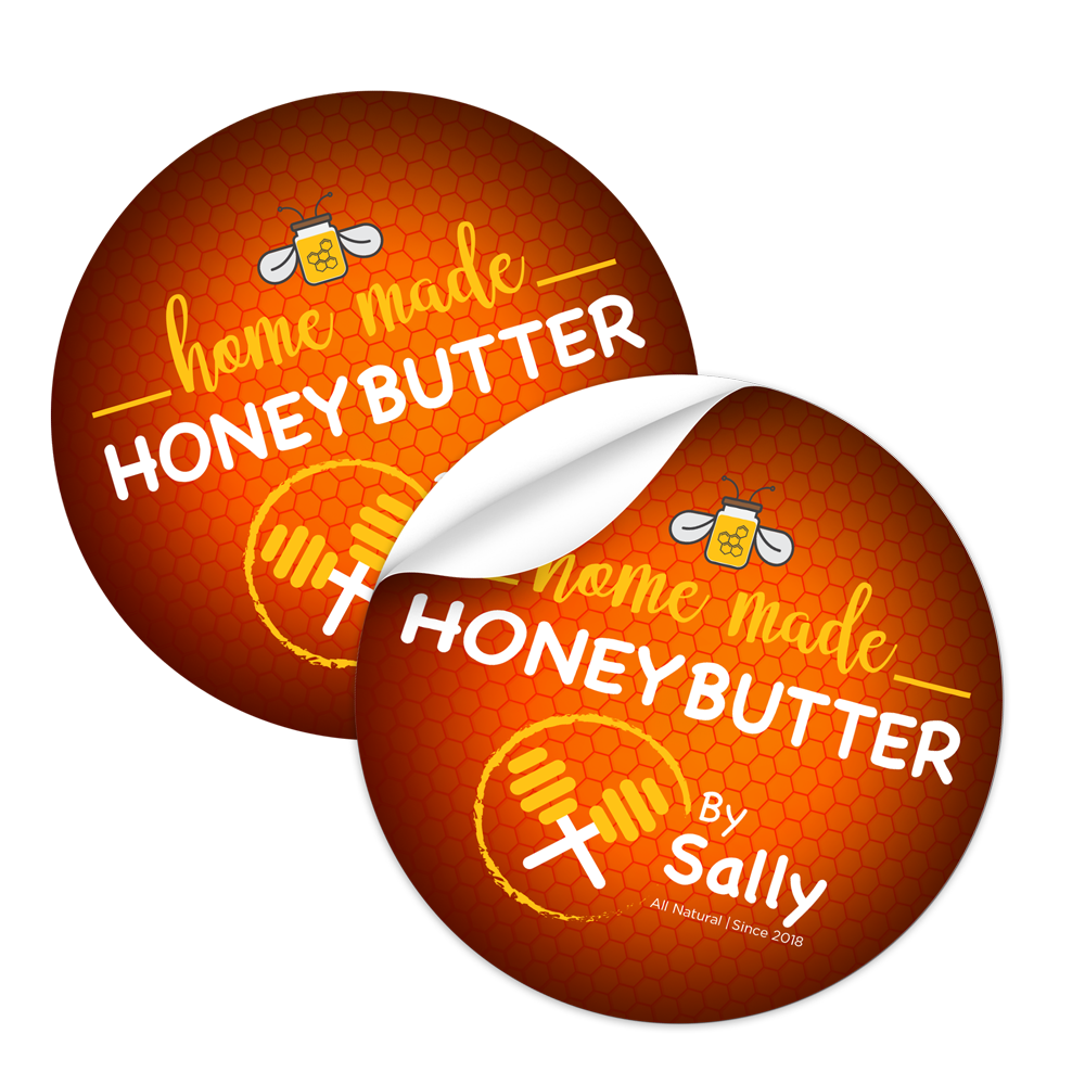 Economic vinyl stickers for a honey butter brand