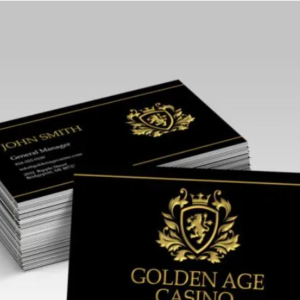 Graphics Design Media raised foil business cards with a dimensional, embossed metallic foil accent.