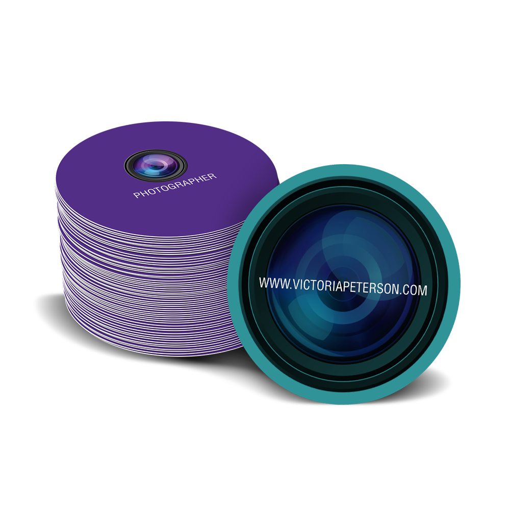Round business cards photographer stack mockup
