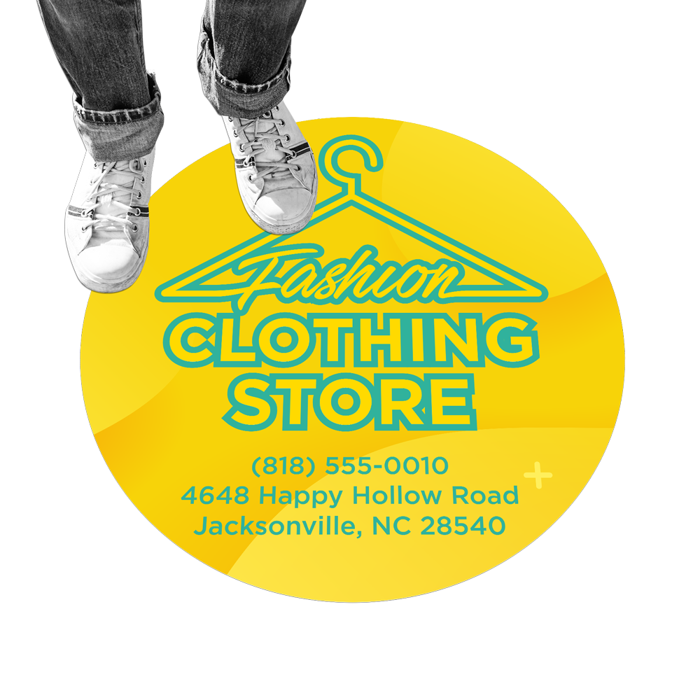 Unlaminated vinyl decal on retail floor