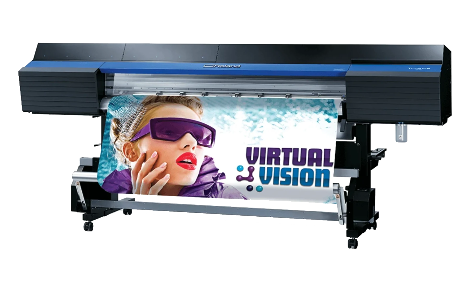 Roland large format print and cut printer producing a vinyl print