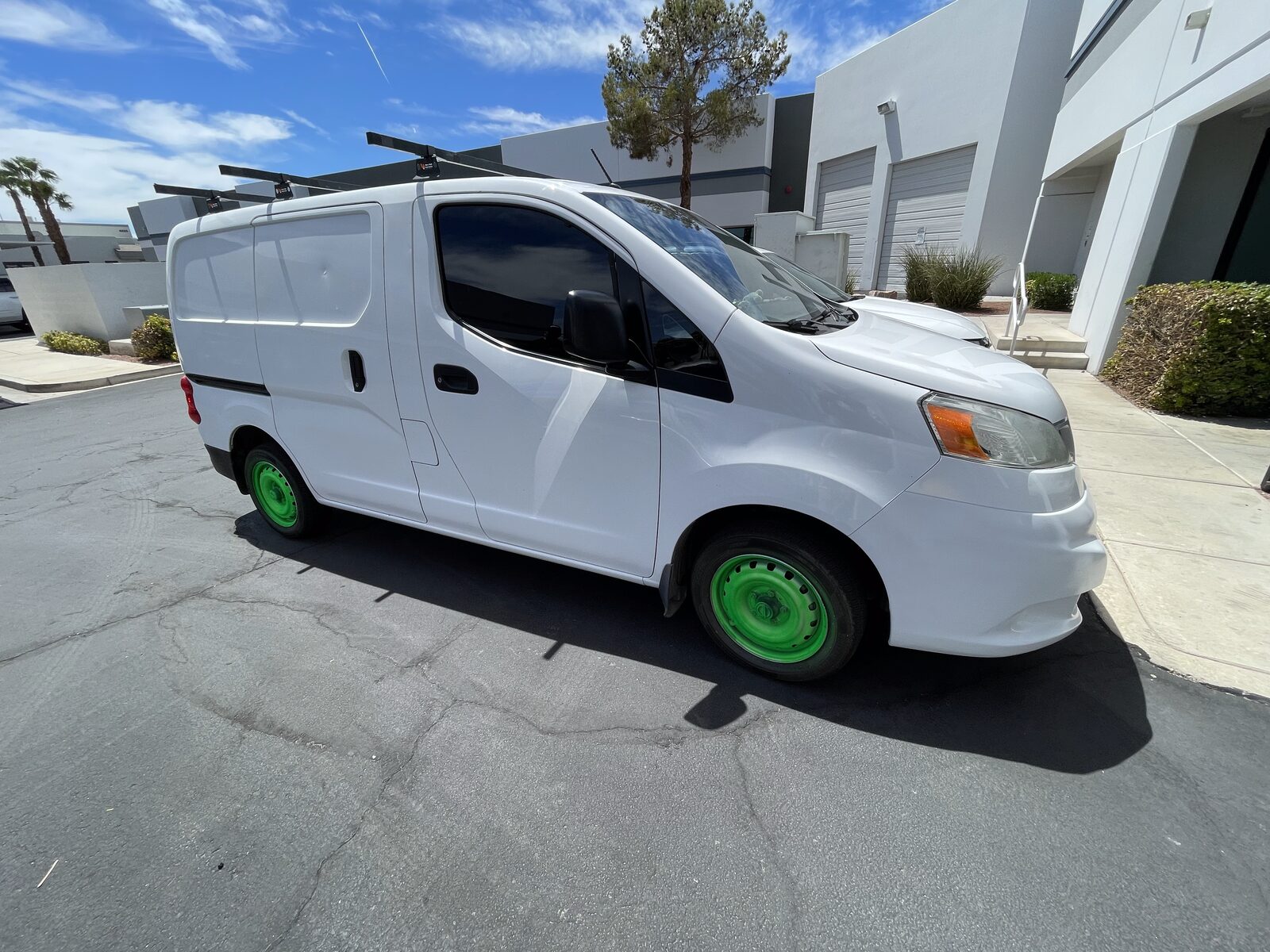 Work van before lettering, plain white van