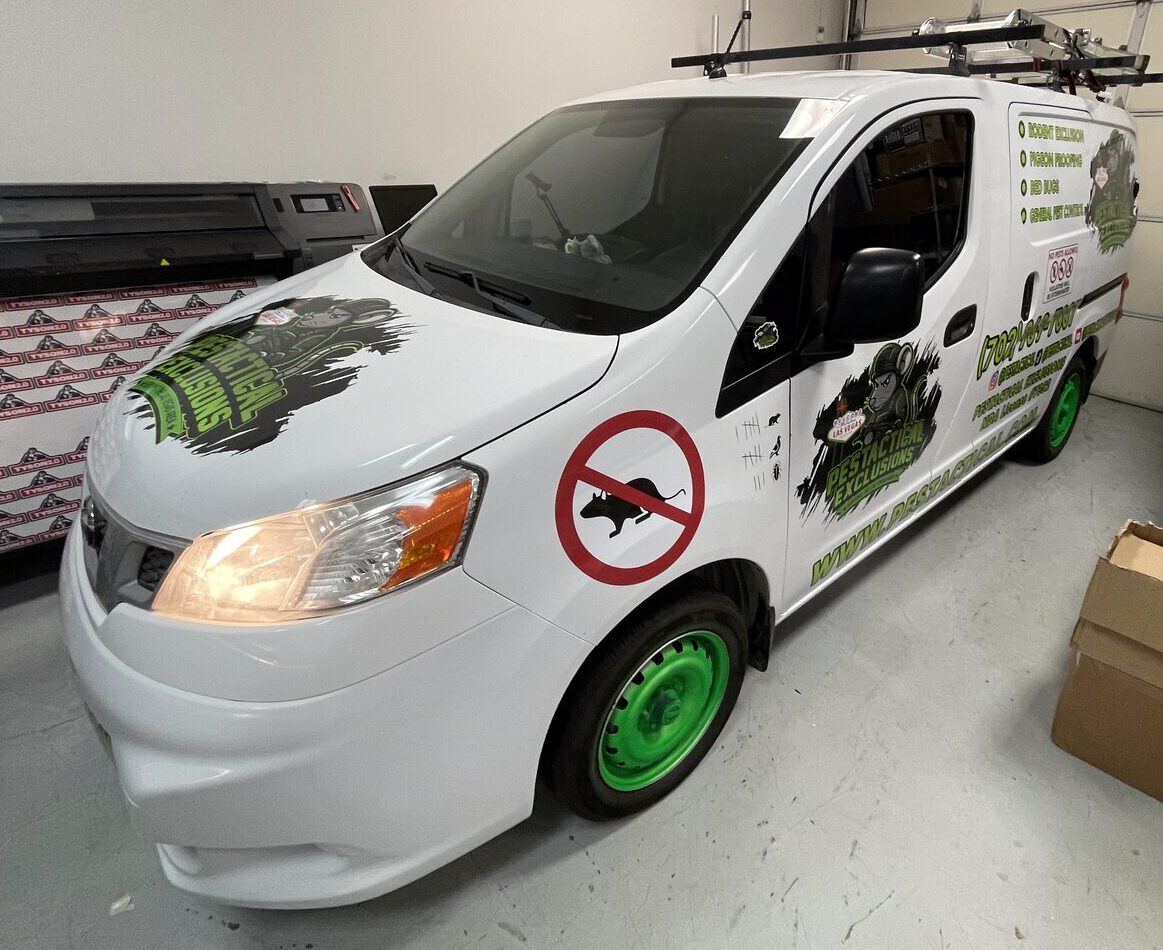 Work van after custom lettering and vinyl graphics by Graphics Design Media
