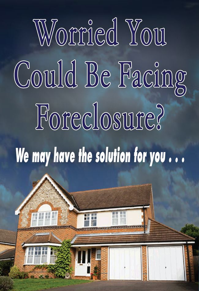 Real estate foreclosure mailer postcard front with house photo