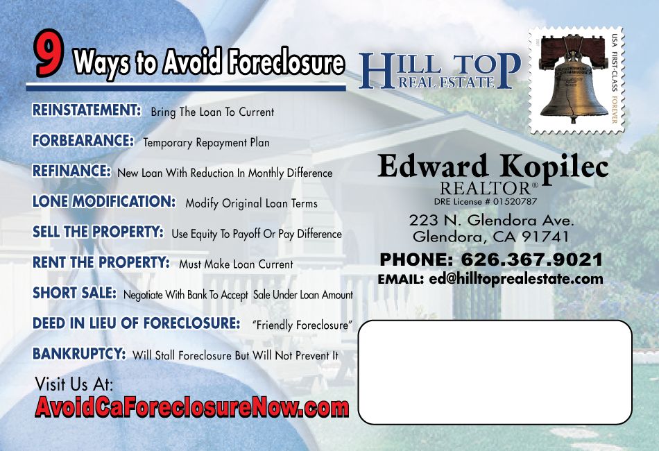 Real estate postcard mailing side with agent details and address block