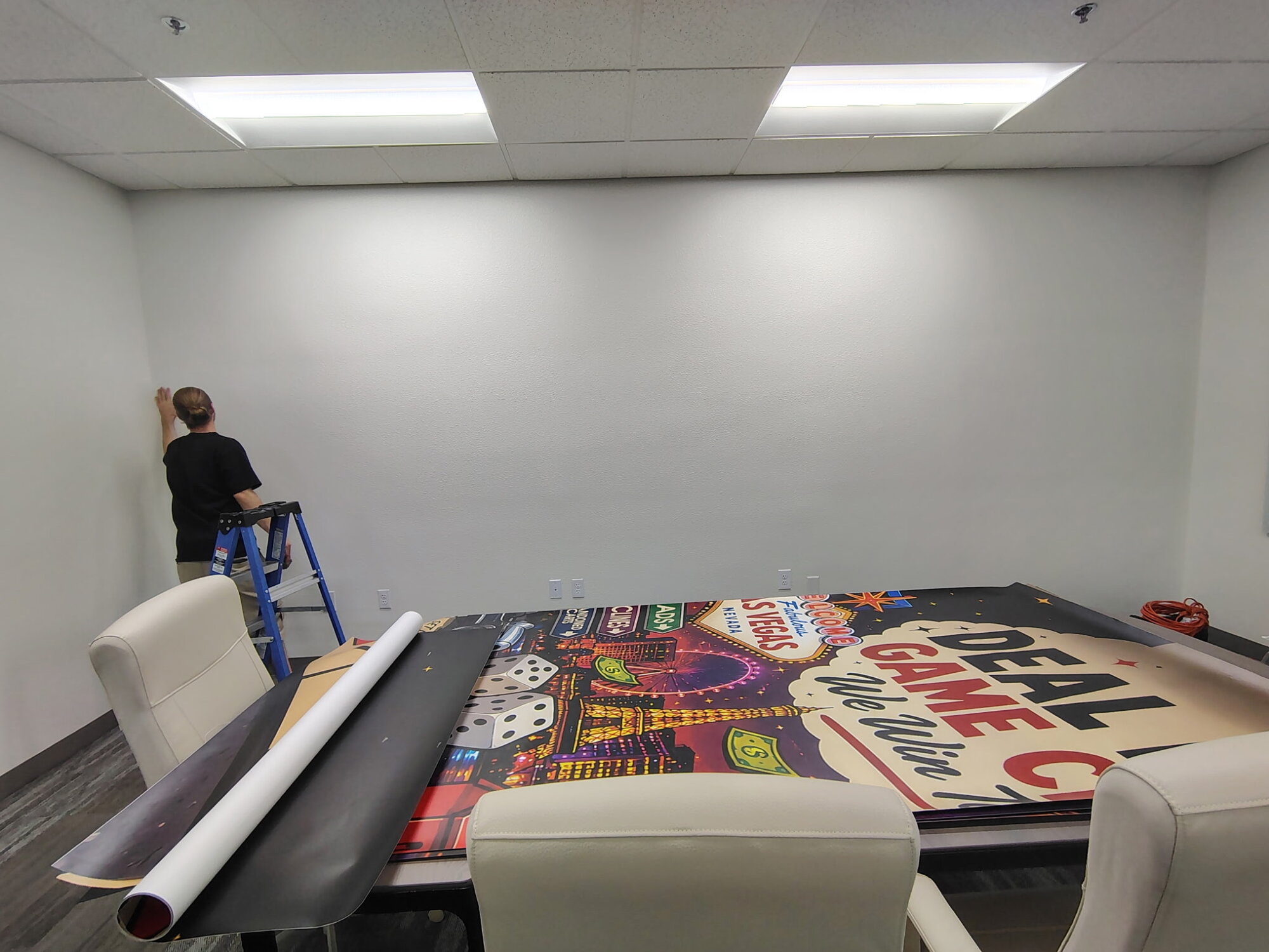 Wall mural installation in progress las vegas